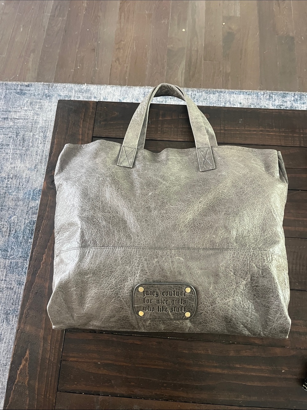 Vintage Juicy Couture For Nice Girls Who Like Stuff Leather Tote -Large-💥Rare - Picture 2 of 16